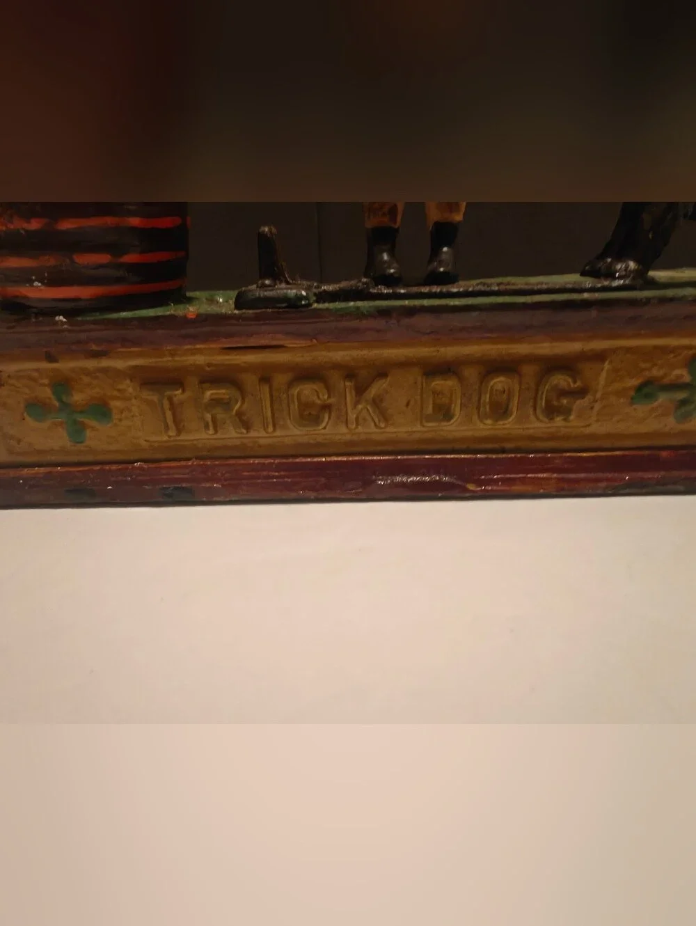 Cast Iron Trick Dog Circus Clown Mechanical Coin Bank Antique No Hoop Working